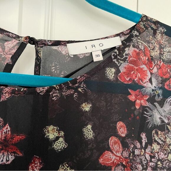 IRO Averen Black Ruffle Chiffon Dress Size 36 - Picture 9 of 15